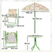 4 Piece Kids Garden Table and Chair Set with Adjustable Parasol Foldable Design Green by AIYAPLAY