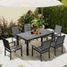 Grey 6 Seater Patio Dining Set with Stackable Chairs and Aluminium Frame by Outsunny