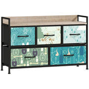 5 Drawer Chest of Drawers with Spacious Storage for Bedroom or Living Room Blue