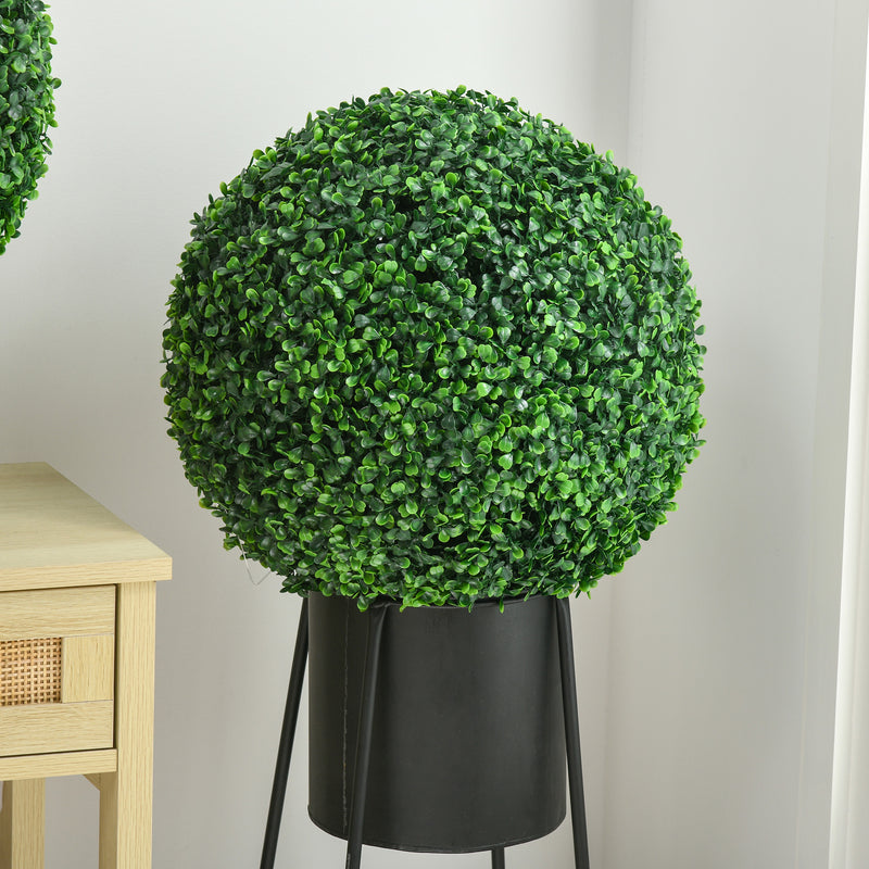 Set of Two Green Artificial Boxwood Ball Plants for Indoor and Outdoor Decoration