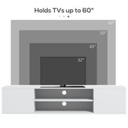 Wall Mounted TV Unit with Storage Shelves and Cable Management for TVs up to 60 Inch White