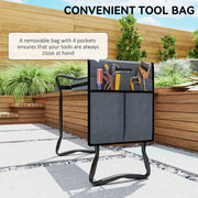 Grey Steel Frame Padded Garden Kneeler with Tool Bag by Outsunny