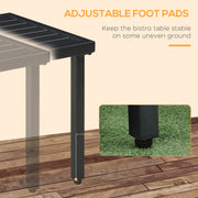 Black Steel Square Garden Side Table With Umbrella Hole For Patio Balcony Or Outdoor Use