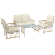 4 Seater Rattan Garden Furniture Set With Coffee Table and Cushions by Outsunny