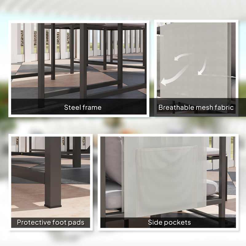 Nine Piece Garden Dining Set with Steel Frame in Grey by Outsunny