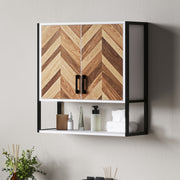 Walnut Wall Mounted Bathroom Cabinet With Adjustable Shelf and Double Doors by HOMCOM
