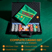 400 Piece Poker Chips Set with Mat Numbered Chips and Case for Texas Holdem Grey AOSOM