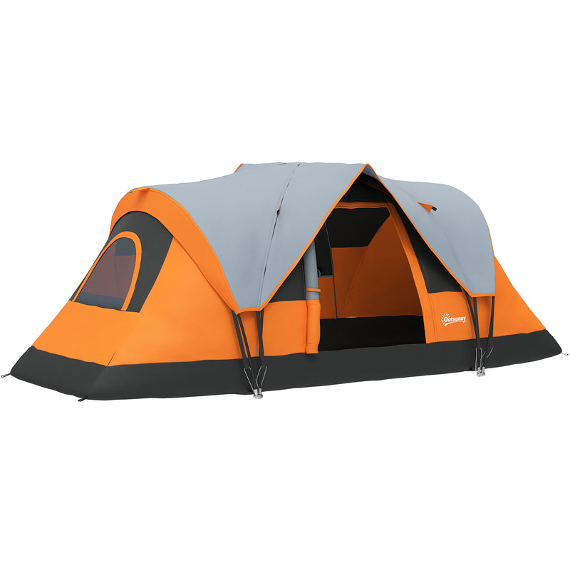 Family Blackout Tent for 6 People with Single Spacious Room and Easy Setup Orange Grey