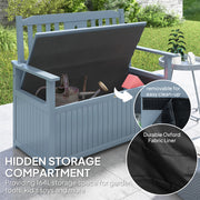 Grey Wooden Two Seater Garden Storage Bench with Lid by Outsunny