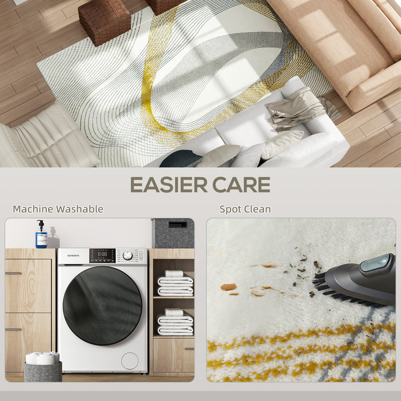 Machine Washable Area Rug for Living Room Bedroom or Office 230 x 160 cm, Cream White