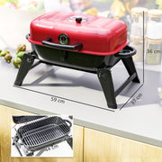 Red Folding Charcoal BBQ Grill with Thermometer Vent and 1232 cm² Cooking Area by Outsunny