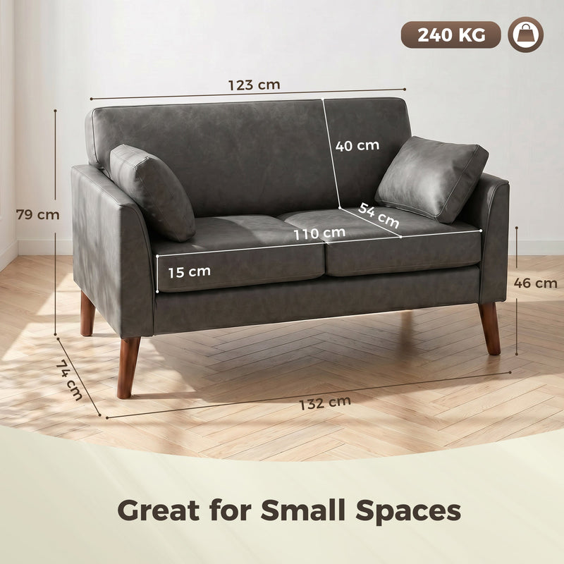 2 Seater Compact Sofa - Grey