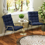 Outdoor Seat and Back Cushions Set of 2 for Garden Chairs Easy Care Dark Blue AOSOM