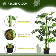 Artificial Monstera Cheese Plant Tree Set of 2 With 21 Leaves for Home or Garden Green