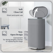 Grey 30L Metal Kitchen Bin with Soft Close Lid by HOMCOM