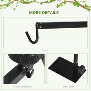 Adjustable Reptile Lamp Stand with Hook and Stable Base for Terrariums Black AOSOM