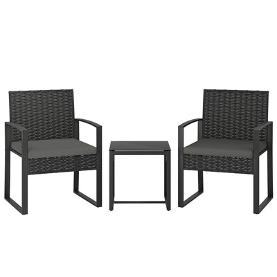 Garden Bistro Set for Small Balconies with Cushioned Chairs and Table Outsunny