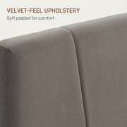 Grey Double Bed Frame with Velvet Feel Upholstered Headboard by HOMCOM