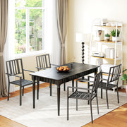 Set of 4 Black Metal Garden Chairs with Stackable Design for Outdoor Dining