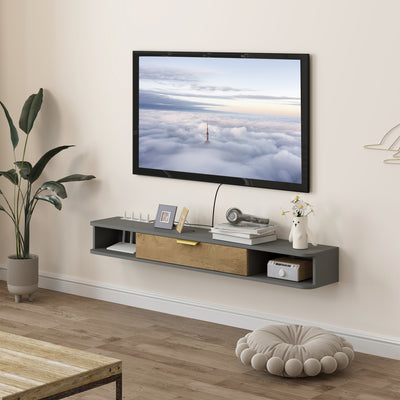 Charcoal Grey 140 cm Floating TV Stand with Storage by HOMCOM