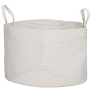 88L Cotton Rope Laundry Basket With Carry Handles For Clothes Storage, Cream White