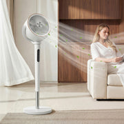 Pedestal Fan with Quiet 12 Speed Cooling and Remote for Bedroom or Living Room White Homcom