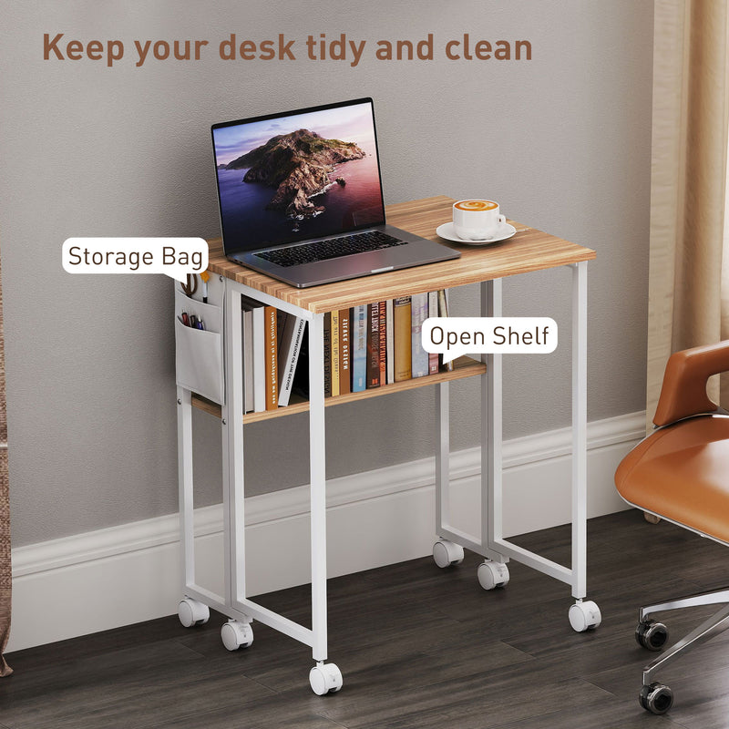 Natural Wood Drop Leaf Desk 63 cm Folding Writing Table Ideal for Small Home Offices