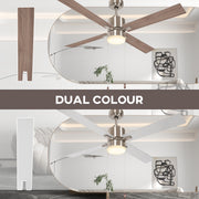 Ceiling Fan with LED Light and Reversible Blades Ideal for Low Ceilings Silver Natural AOSOM