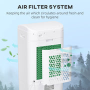 Portable Evaporative Air Cooler with 15L Tank Remote Control and Timer for Home Office, White