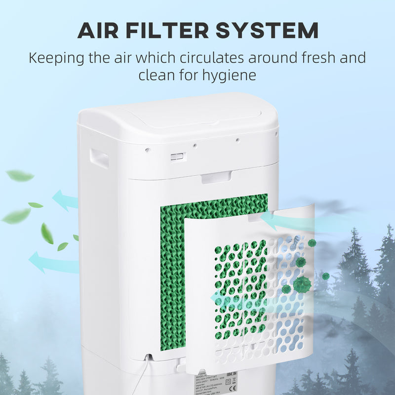 Portable Evaporative Air Cooler with 15L Tank Remote Control and Timer for Home Office, White