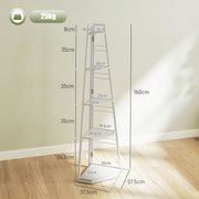 White 5 Tier Wooden Corner Shelf Unit for Living Room or Office Storage by HOMCOM