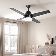 Ceiling Fan with LED Light and Remote Control Ideal for Low Ceilings Black and Walnut Brown AOSOM