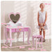 Pink Kids Dressing Table Set With Stool Mirror and Drawer by AIYAPLAY