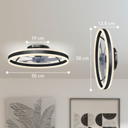 Ceiling Fan with Adjustable Light for Year Round Comfort and Quiet Bedroom Use Black AOSOM