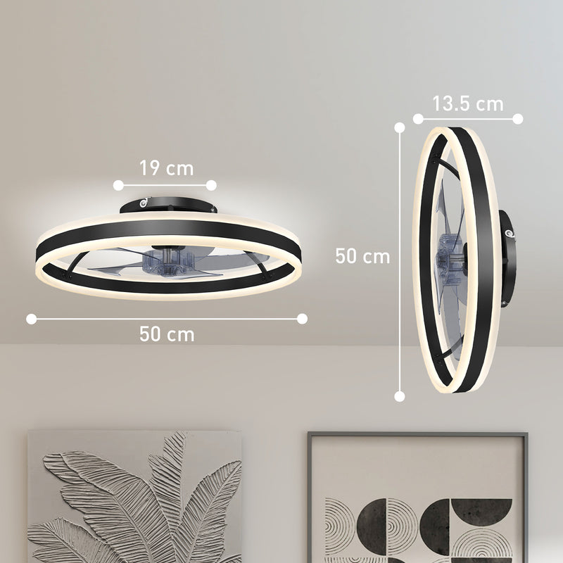 Ceiling Fan with Adjustable Light for Year Round Comfort and Quiet Bedroom Use Black AOSOM