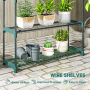 4 Tier Steel Plant Stand Set for Indoor or Outdoor Space Saving Display Dark Green Outsunny