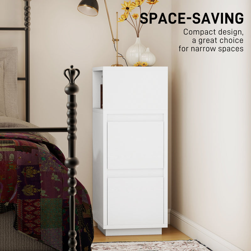 Slim Bedside Table with Drawers and Open Shelf for Small Bedrooms