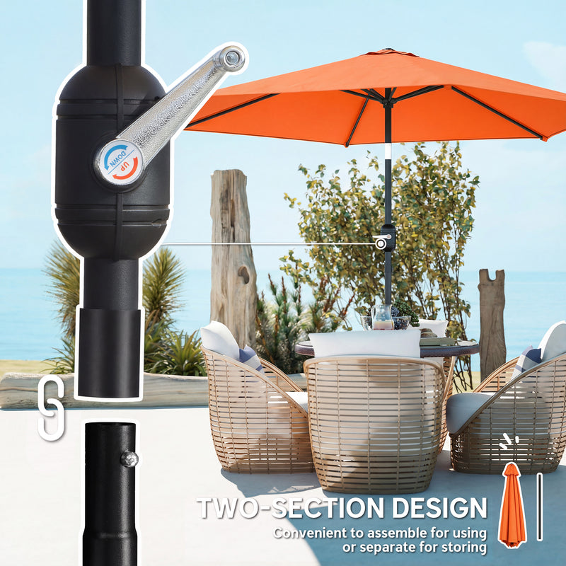 Tilting Garden Parasol with Adjustable UPF30+ Shade For Patio or Lawn Outsunny