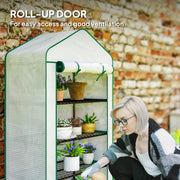 Four Tier Mini Greenhouse With Reinforced Cover Ideal For Small Gardens Green AOSOM
