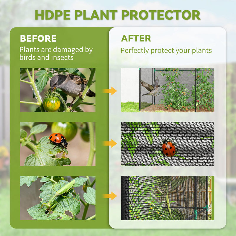Garden Plant Protection Cage With Zipped Door Shields From Birds And Pests Black AOSOM