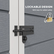 Grey 6x4.5ft Garden Storage Shed With Window Double Doors and Lockable Design