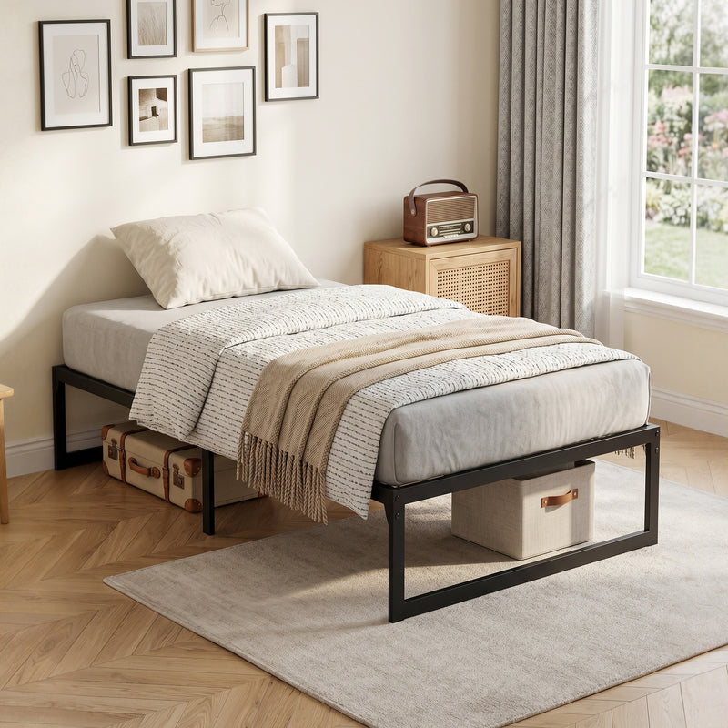 Single Bed Frame with Underbed Storage for Small Bedrooms Black