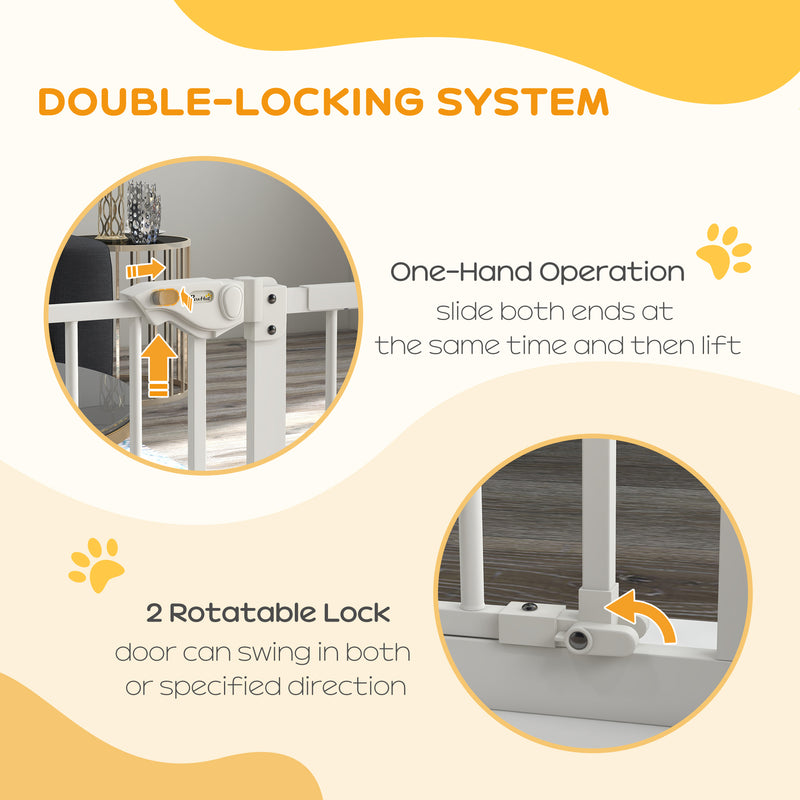 Adjustable Extra Wide Metal Dog Safety Gate for Doorways and Stairs, White