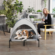 Portable Elevated Dog Bed with Canopy Cooling Raised Pet Cot for Medium to Large Dogs