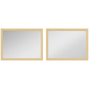 HOMCOM Wall Bathroom Mirror, 30 x 40 cm Wall-Mounted Mirror for Living Room, Bedroom, Hallway, Set of 2, Natural AOSOM