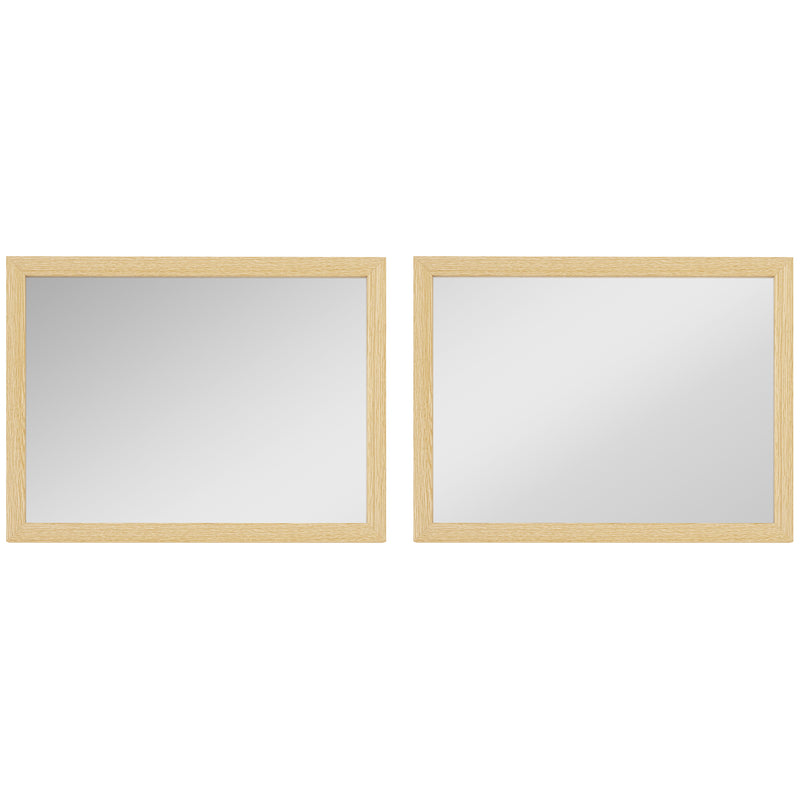 HOMCOM Wall Bathroom Mirror, 30 x 40 cm Wall-Mounted Mirror for Living Room, Bedroom, Hallway, Set of 2, Natural AOSOM