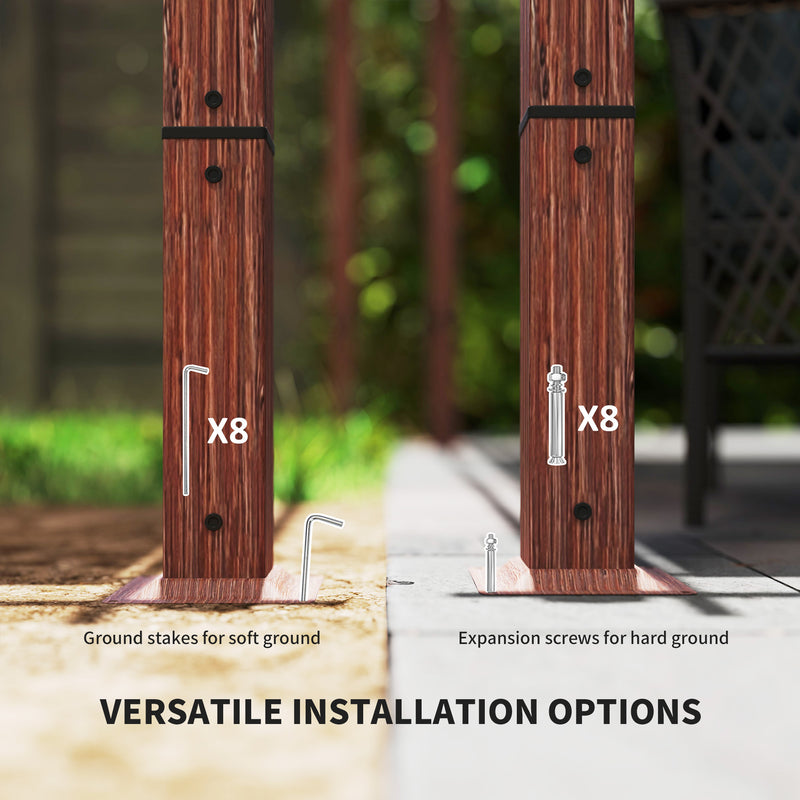 3 x 3 m Retractable Roof Pergola with Natural Wood Finish for Garden and Patio by Outsunny