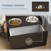 Stainless Steel Raised Dog Bowls With 21L Storage Drawer For Large Breeds, Brown
