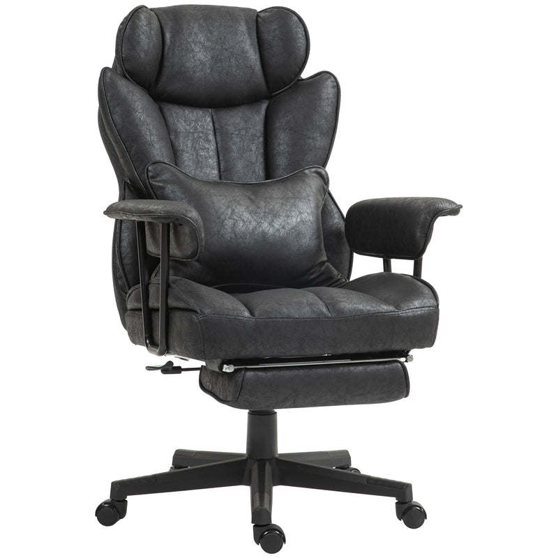 Ergonomic Executive Office Chair With Footrest Lumbar Support And Recline Function, Black