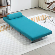 Dark Blue Single Linen Feel Sleeper Chair Comfortable Space Saving Design by HOMCOM